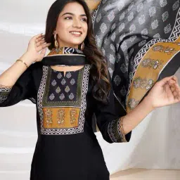 mojilaa Women Geometric Straight Kurta Set image 1