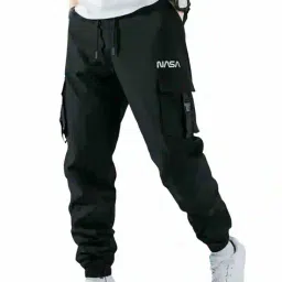 poshax Men Mid-Rise Joggers with Flap Pockets image 1