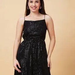 globus Women Strappy Shoulder Fit & Flare Sequinned Mini Party Dress-picture-47