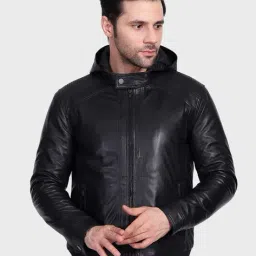 justanned Men Regular Fit Bikers Jacket image 1