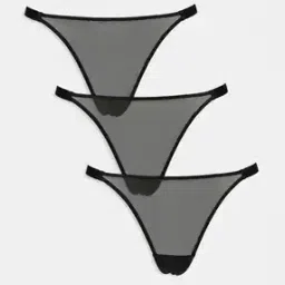 Women Pack of 3 Mesh Tanga Thongs-image-8