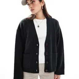asos design Boxy V-Neck Cardigan with Pocket Detail-picture-44