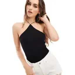 Double Layer Halter Spaghetti Strap Bodysuit-image-9