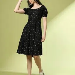 acai Women Micro Print Fit & Flare Dress-picture-17