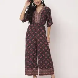 moomaya Women Floral Print V-Neck Jumpsuit-picture-12