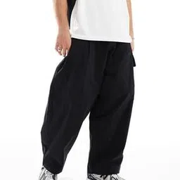 Balloon Fit Flat-Front Cargo Trousers-image-96