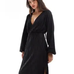 asos design Blouson Sleeve Plisse Shift Dress-picture-17