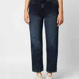 kraus Women K6003 Lightly Washed High-Rise Loose Straight Jeans-picture-28