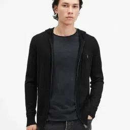 all saints Men Mode Merino Slim Fit Zip-Front Ramskull Hoodie image 1