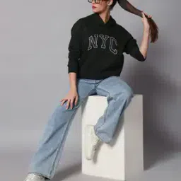 obaan Women Regular Fit Graphic Print Hooded Sweatshirt-picture-12