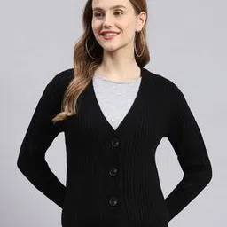 Women Ribbed V-Neck Cardigan-image-41