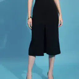 buynewtrend Women Front-Slit Straight Skirt-picture-51