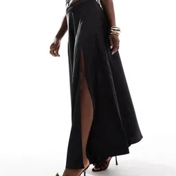 asos design Women Satin Maxi Skirt with Split Detail image 1