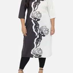 Women Plus Size Floral Print Round-Neck Kurti-image-9