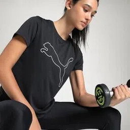 puma Women TAD Logo Print Regular Fit Training Round-Neck T-Shirt-picture-47