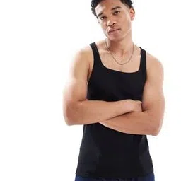 Ribbed Muscle Fit Square-Neck Vest-image-48