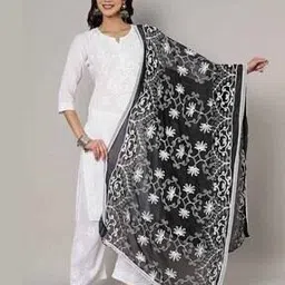 Women Floral Embroidered Chiffon Dupatta-image-43