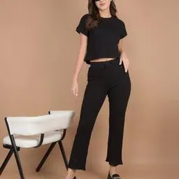 Women Ribbed Straight Track Pants-image-41