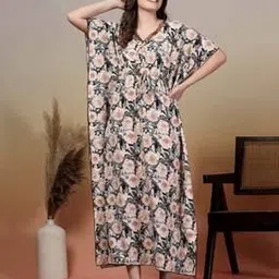 klotthe Floral Print Kaftan Nightgown with Tie-Up Waist-picture-25