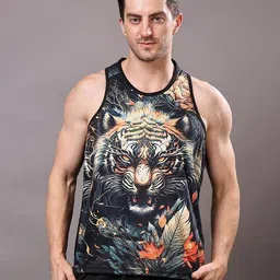 yellow tree Men Printed Round-Neck Vest image 1