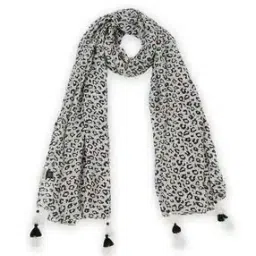 belleziya Animal Print Scarf with Tassels-picture-32