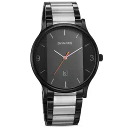 sonata Men Water-Resistant Analogue Watch-NT77105KM01 image 1