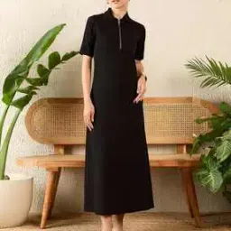 uptownie Women Front Zip-Up Midi Shirt Dress-picture-28