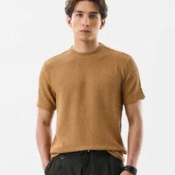 snitch Men Textured Regular Fit T-Shirt with Crew Neck-picture-31