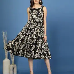 daevish Women Floral Print Fit & Flare Dress image 1