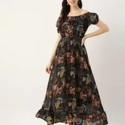 deewa Printed Off-Shoulder Fit & Flare Dress-picture-14