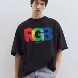buda jeans co Men Typographic Print Oversized Crew-Neck T-Shirt -picture-16