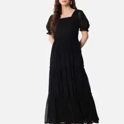 raiyani enterprise x ag Women Tiered Dress with Puff Sleeves-picture-39