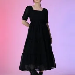 raiyani enterprise x ag Women Tiered Dress with Puff Sleeves-picture-36