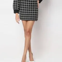 vero moda Women Checked Mini Skirt-picture-20