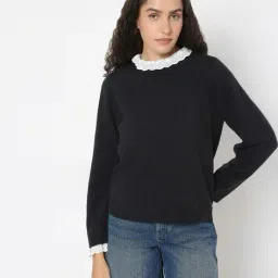 vero moda Women Schiffli Lace Collar Pullover image 1