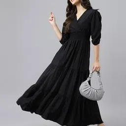 raiyani enterprise x ag Women V-Neck Maxi Tiered Dress-picture-50