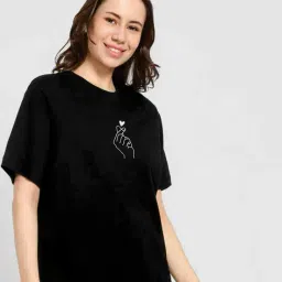 notsofit Women Graphic Print Oversized Fit Round-Neck T-Shirt image 1