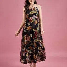 deewa Women Floral Print Tiered Dress-picture-30