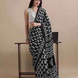jaipur kurti Women Floral Print Pure Cotton Saree-picture-16