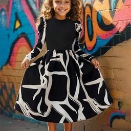 pixie n prince Girls Printed Fit & Flare Dress-picture-39