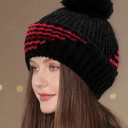 alamos Women Woolen Self-Design Beanie image 1
