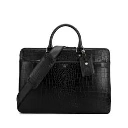 da milano Men Croc-Embossed Laptop Bag with Detachable Strap-picture-6