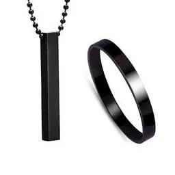 Silver-Plated Chain Pendant & Kada-image-0