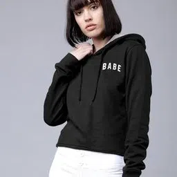 maniac Women Typographic Print Hoodie with Drawstring-picture-35