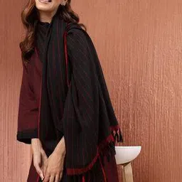 Women Fabindia Black Wool Stole-picture-20