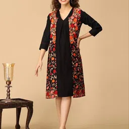 the mom store Women Floral Print Maternity Shacket Dress image 1