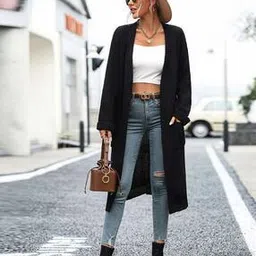 oh rare Women Ribbed Relaxed Fit Front-Open Shrug-picture-30