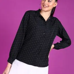 Women Polka-Dot Relaxed Fit Shirt-image-6