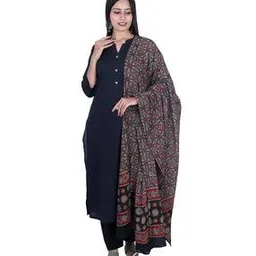 fabmoha Women Ajrak Leaf Print Dupatta-picture-33
