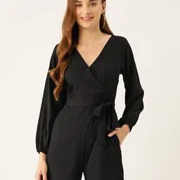 Women Playsuit with Insert Pockets & Waist Tie-Up-image-16